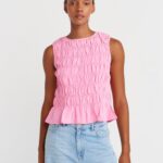 Dilvin Pink Smocked Top