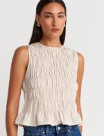 Dilvin Beige Smocked Top - Image 2