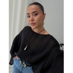 Black Batwing Sleeve Knit Top - Image 2