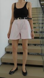 High Waist Light Pink Bermuda Shorts