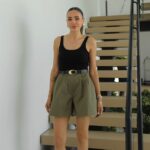 High Waist Olive Green Bermuda Shorts