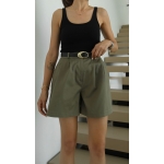 High Waist Olive Green Bermuda Shorts - Image 2