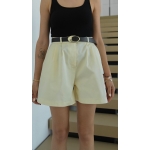 High Waist Butter Yellow Bermuda Shorts - Image 2