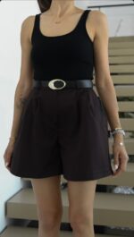 High Waist Brown Bermuda Shorts - Image 2