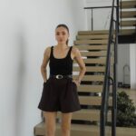 High Waist Brown Bermuda Shorts