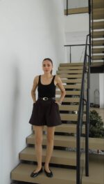 High Waist Brown Bermuda Shorts