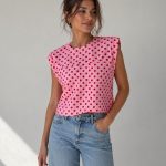 Pink Polka Dot Sleeveless Top