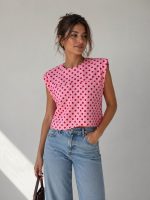 Pink Polka Dot Sleeveless Top
