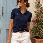 Navy Bee Embroidered Polo Shirt
