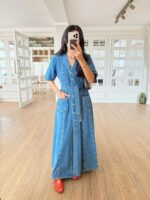 Button Front Denim Maxi Dress - Image 4