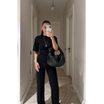 Women's Black Short Sleeve Top And Pants Set - Image 3