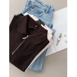 Diamond Pattern Zip Collar Knit Top ( 4 colors) - Image 2