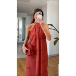 Rust Halter Neck Maxi Dress - Image 2