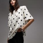 White Polka Dot Short Sleeve Blouse