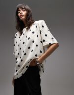 White Polka Dot Short Sleeve Blouse