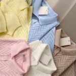 Chevron Knit Polo Shirt Pastel Colors