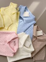 Chevron Knit Polo Shirt Pastel Colors