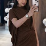 Brow Draped Asymmetric Mini Dress