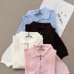 Diamond Pattern Zip Collar Knit Top ( 4 colors)