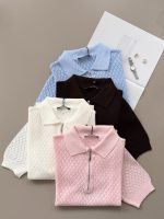 Diamond Pattern Zip Collar Knit Top ( 4 colors)
