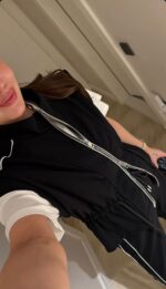 Black Wide Leg Track Pants Set - Image 4