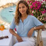 Light Blue Short Sleeve Knit Polo Top