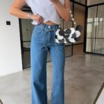 High Waist Wide Leg Blue Jeans