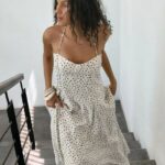 White Pattern Dotted Dress