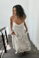 White Pattern Dotted Dress