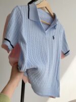 Cable Knit Short Sleeve Polo Shirts - Image 4