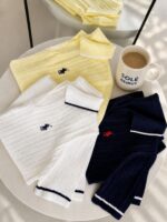 Cable Knit Short Sleeve Polo Shirts