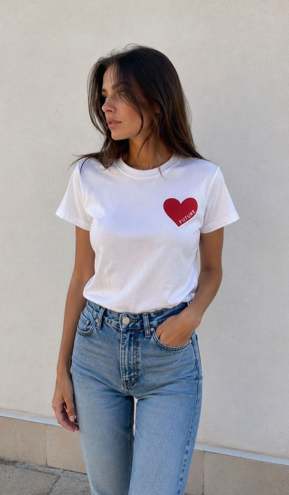 17dd5fb9-36df-41a4-9376-d08b595f2fd8 White Future Heart Graphic T-Shirt - Image 1