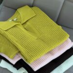 Textured Knit Polo Collar Sweater