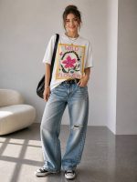 Wild Flower Graphic White T-Shirt