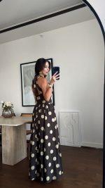 Black Polka Dot Halter Maxi Dress - Image 2