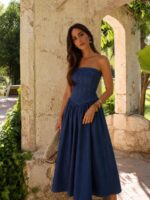 Women's Strapless Denim Maxi Dress - Image 5
