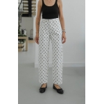 White Polka Dot High Waist Pants - Image 2