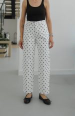 White Polka Dot High Waist Pants - Image 2