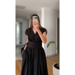 Black Cap Sleeve Maxi Dress - Image 2