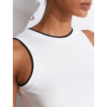 White Sleeveless Ribbed Tank Top - Image 2