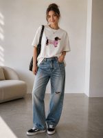 White Dachshund Graphic Tee Shirt