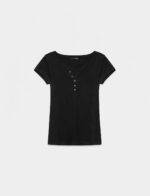 Button Detail Short Sleeve Cotton T-Shirts - Image 2