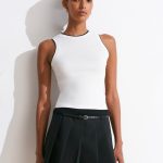 White Sleeveless Ribbed Tank Top