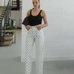 White Polka Dot High Waist Pants