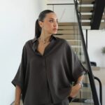 Dark Grey Button-Up Shirt and Shorts Set