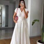 White Short Sleeve Midi Dress