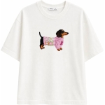 White Dachshund Graphic Tee Shirt - Image 2