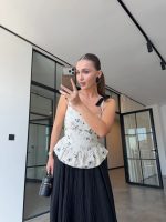 White Floral Peplum Top