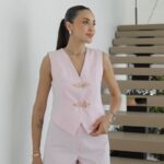 Sleeveless Pink Vest and Shorts Set