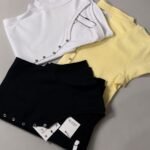 Button Detail Short Sleeve Cotton T-Shirts